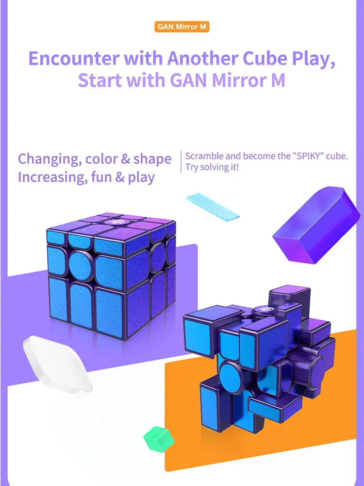 [Funcube]Gan Mirror M Cube 3X3 Spiegel GAN Mirror M Cube Puzzle Toys GAN UV 3x3x3 Magnetic Mirror Magic Cubes  Kubus Magnetische