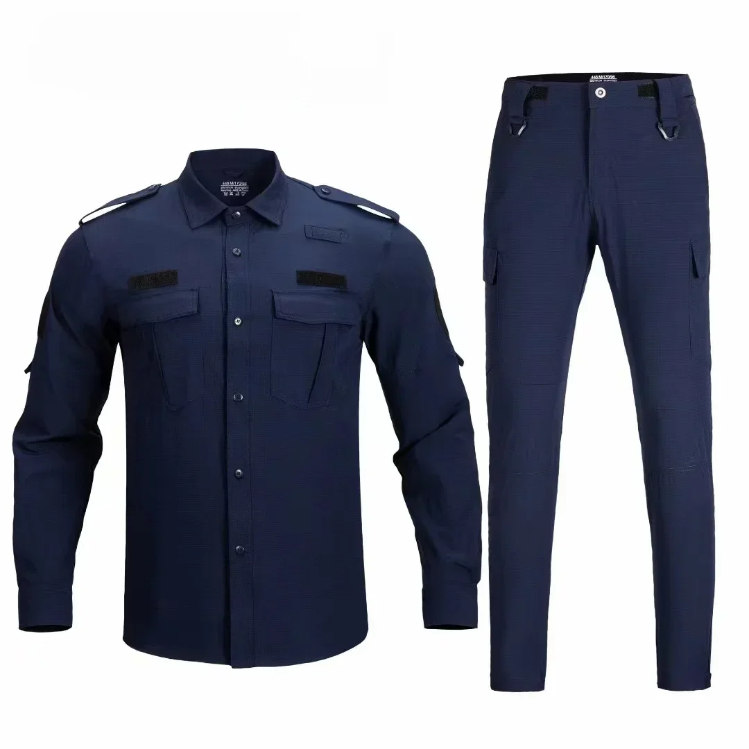 

Tactical Suit Uniform Work Wear Men Heavy Duty T Shirt 2 Piece Set Tactical Work Pants Men Suit Police Uniform