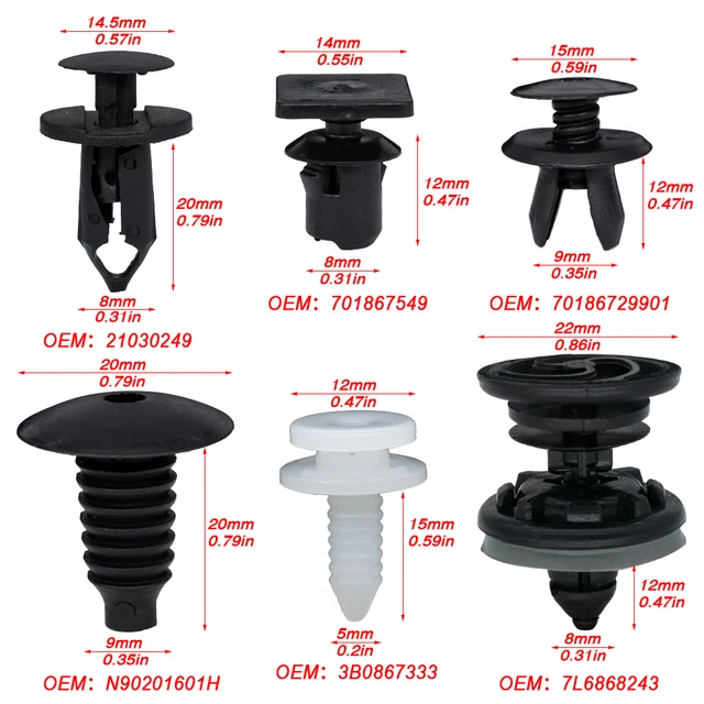 120 pz 6 dimensioni pannelli di rivestimento portiera Auto clip