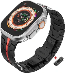 Titanium Orange Stainless Steel Bracelet for Smartwatch - Bold and Stylish Strap (Black red)