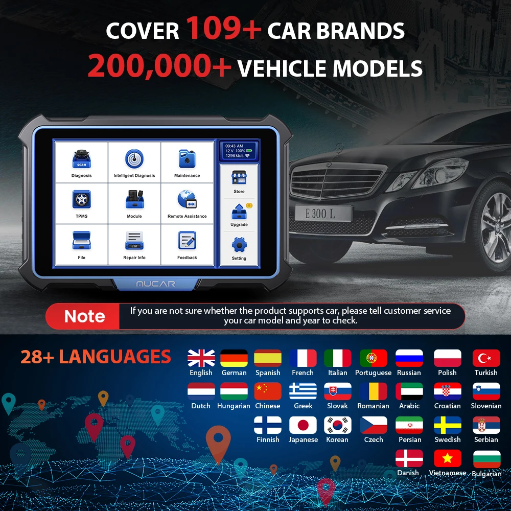 글로벌 버전 MUCAR VO8 전문 Obd2 진단 도구 OE 레벨 전체 시스템 진단 Obd 2 스캐너 ECU 코딩 양방향 활성 테스트 도구 34 재설정 64GB ROM 저장