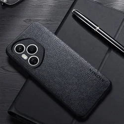 Luxury Leather Business Case - Simple Design Cover for Honor 400 Smart (Black)
