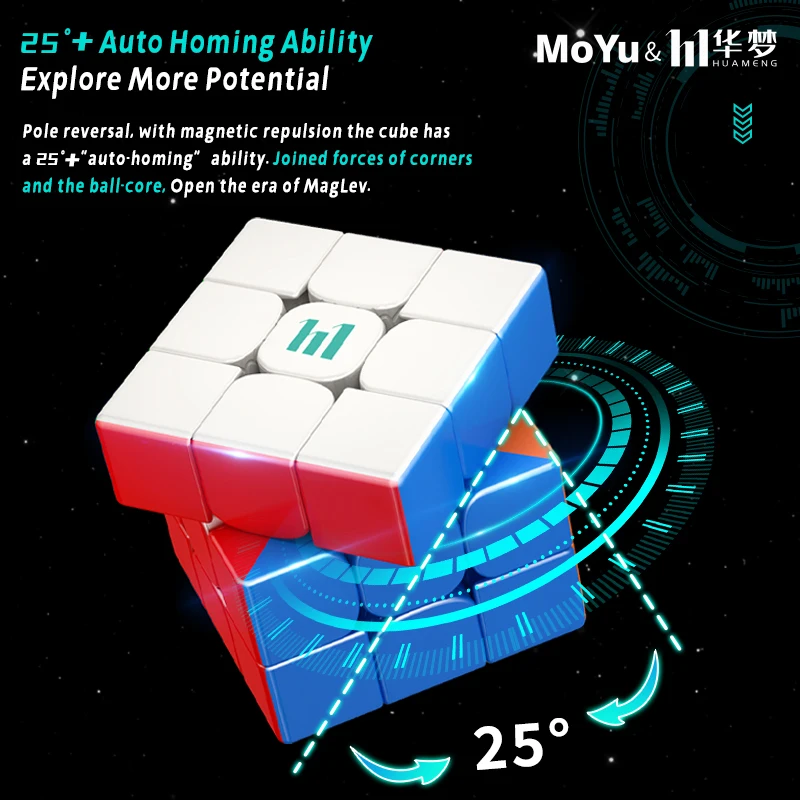 MOYU Huameng YS3M-Cube Magique Magnétique, Noyau de Boule Maglev 3x3, Jouet de Puzzle de Vitesse Professionnel 3x3x3