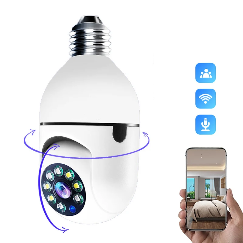 Wireless Wifi Camera Smoke Alarm E27 Bulb Indoor Human Detect Night
