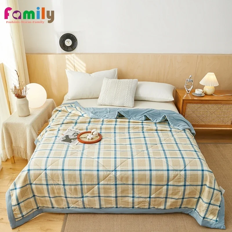 

2024 Summer Cotton Patchwork Quilts Soft Breathable Home Air-conditioning Comforter Quilted Bed Covers and Bedspreads Office 1PC