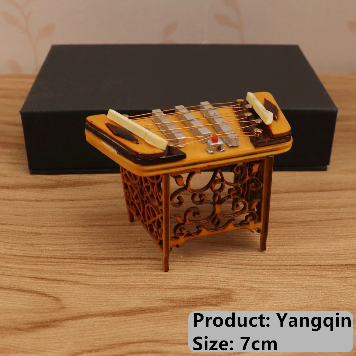 Mini Guzheng Miniature Pipa Erhu Replica with Stand Mini Musical Instrument Collection for Action Figures Dolls Home Decoration