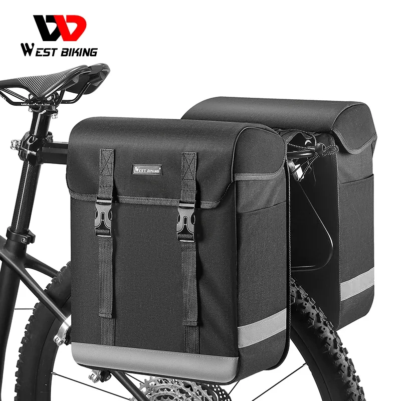 

WEST BIKING 33L Large Capacity Cycling Pannier Double Side Bike Trunk Bag MTB Road Bicycle Travel Luggage Carrier Pack