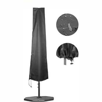 Black 210D Waterproof Umbrella Patio Market Parasol Covers with Zipper Universal Fit for 6 Sizes Outdoor Umbrella Covers