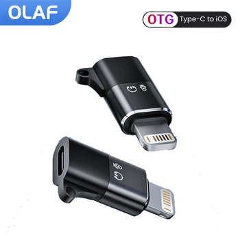 USB 타입 C OTG 어댑터, 아이폰 13, 12, 11, 프로 맥스, Xr 고속 충전 데이터 케이블 컨버터, 이어폰 U 디스크, USB C OTG, 8 핀 상품 이미지