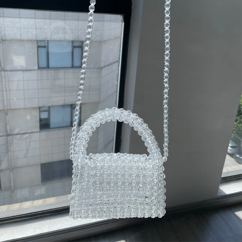 Dlouhé běžící pás přizpůsobené zelená korálek brašna hand-woven celebrity kabelky číslo jednotné design dámy večírek brašna top-handle kabelky a kabelky