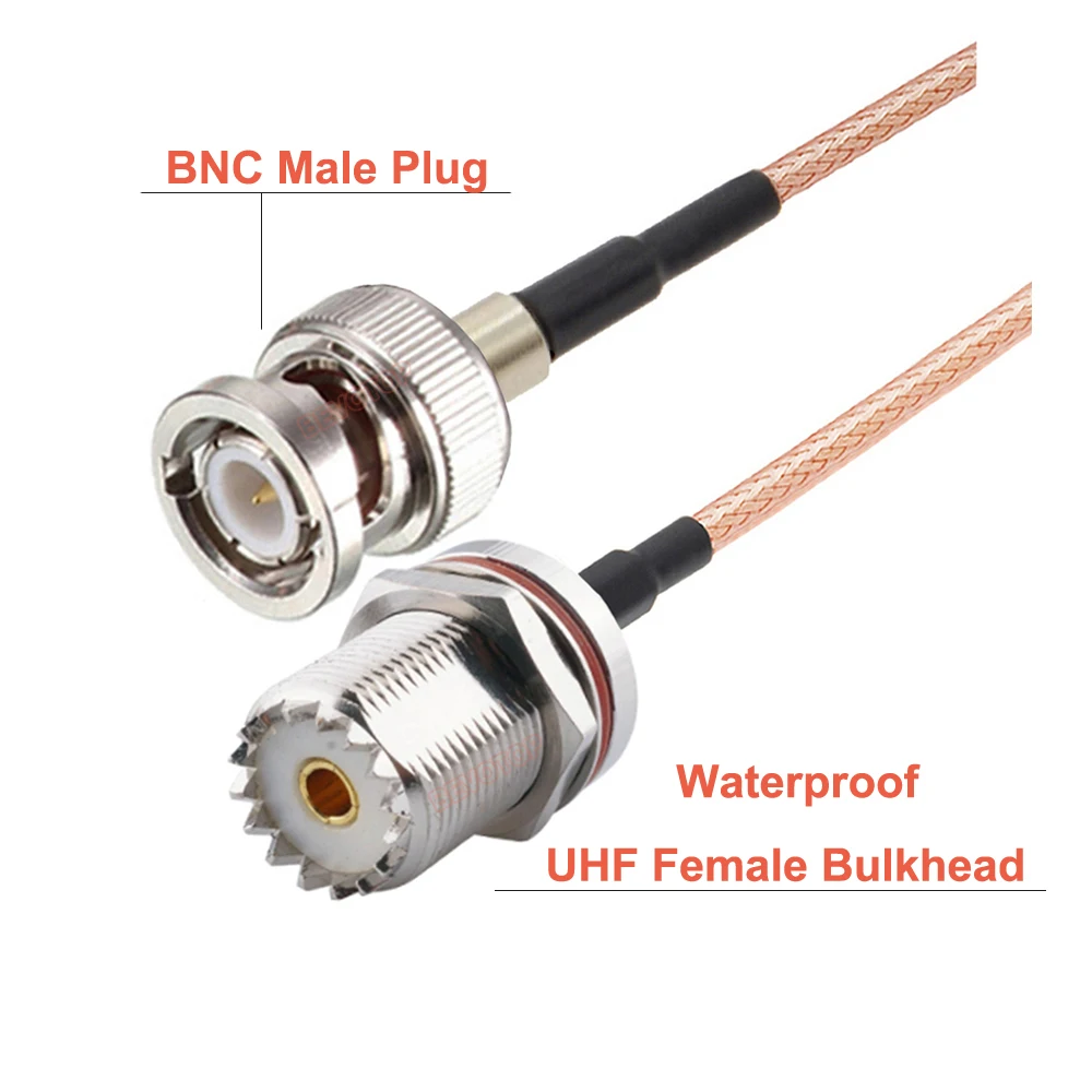 Фото Кабель BNC со штекером UHF SO239, гнездовой разъем, Джампер Pigtai 50 Ом, антенный кабель RG316 для любительского радио, радиосканер 15 см-10 м №4