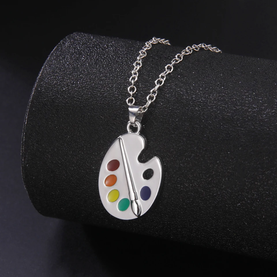 FUSTMW Artist Paint Palette Necklace – Colorful Painter Jewelry Gift For Art Teachers & Students - View #7