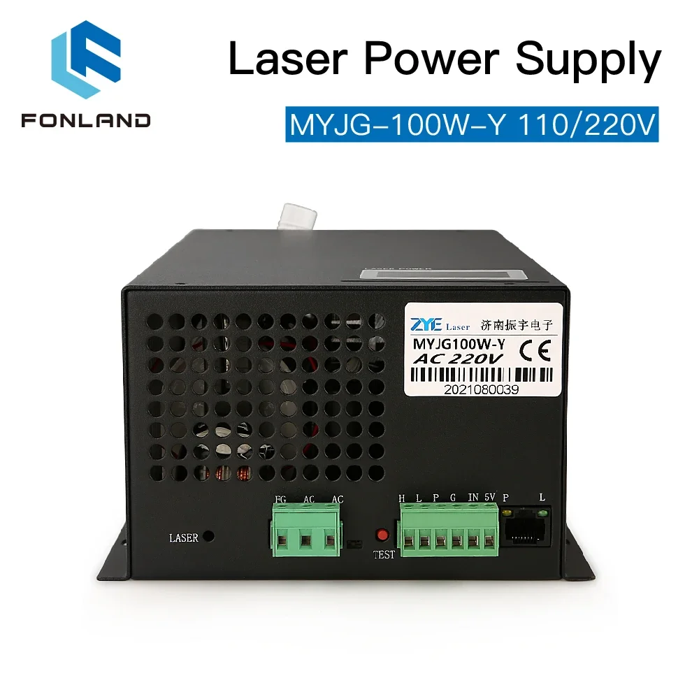 FONLAND MYJG-100W CO2 Laser Power Supply for Reci W2 T2 EFR Yongli CDWJ CO2 Laser Tube Engraving Cutting Machine With Display — view 3