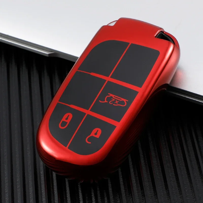 Custodia In TPU Con Gancio In Metallo Per Portachiave Jeep Grand Cherokee, Renegade, Chrysler, Dodge, RAM – Protezione Elegante