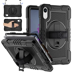 360° Rotating Stand Case with Silicone+PC Hybrid Armor and Shoulder Strap for Redmi Pad 2 2025 (Black)