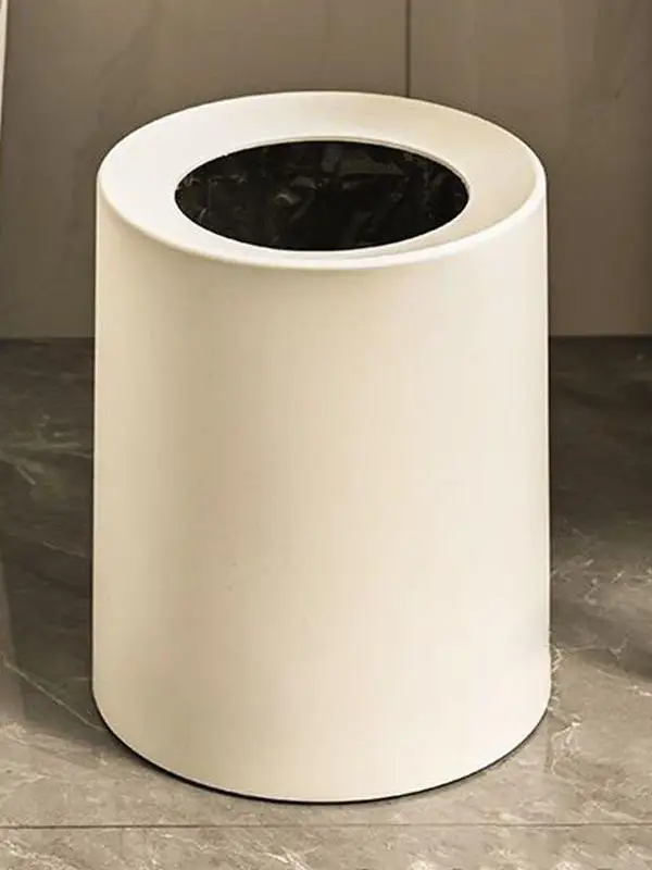Nordic Double Layer round Tra Can for Kitchen Batoom Office Creative Toilet Household Simple Design Bedroom Garbage Bin