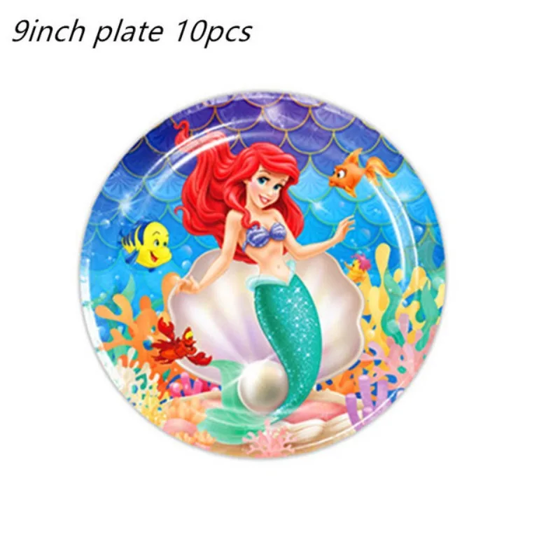 Disney Little Mermaid Theme Girl's party supplies Birthday Party Banner Paper Cup Balloon Table Cloth