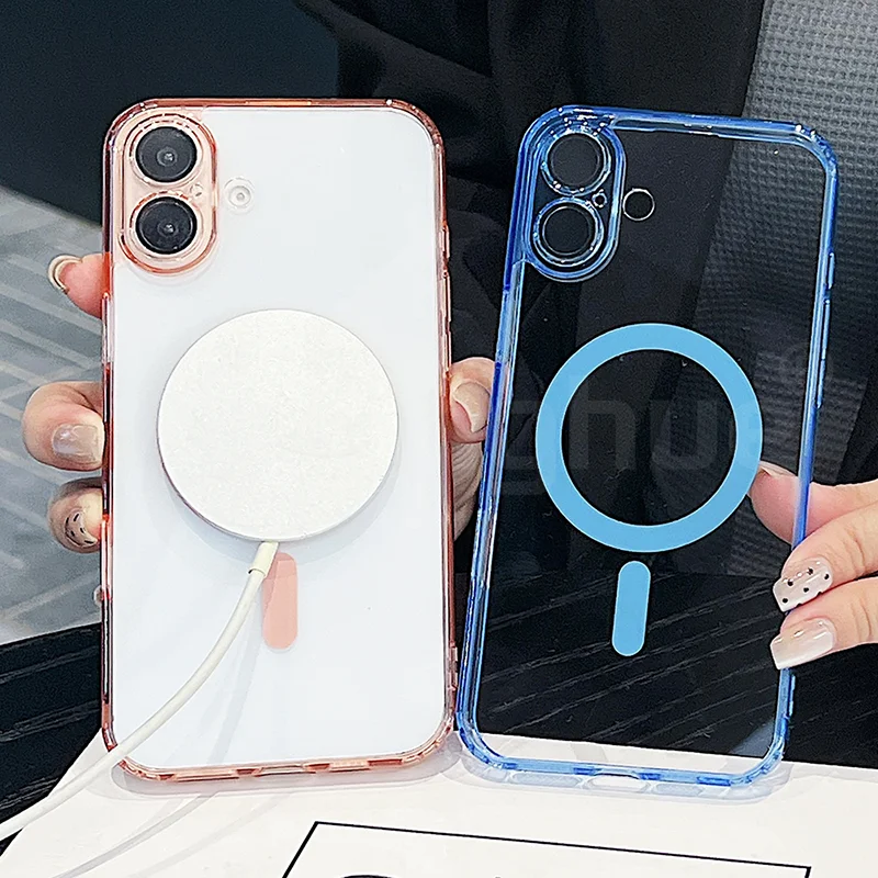 Transparent Luxury Magnetic MagSafe Case - Candy Color Hybrid TPU Shell