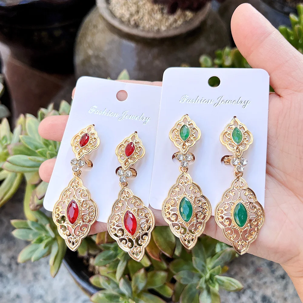 Gold Color Long Drop Dangle Earrings Turkish Brand Design India Ethnic Wedding Jewelry Arabic Traditional Bijoux Gift