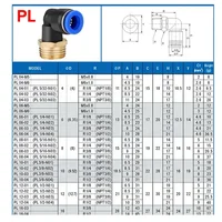 20/50/100PCS Pneumatic Air Connector PL 4mm 6 8 10 12mm Thread 1/8 1/4" 3/8" 1/2" Trachea Elbow Air Fittings Hose Quick Conector 6