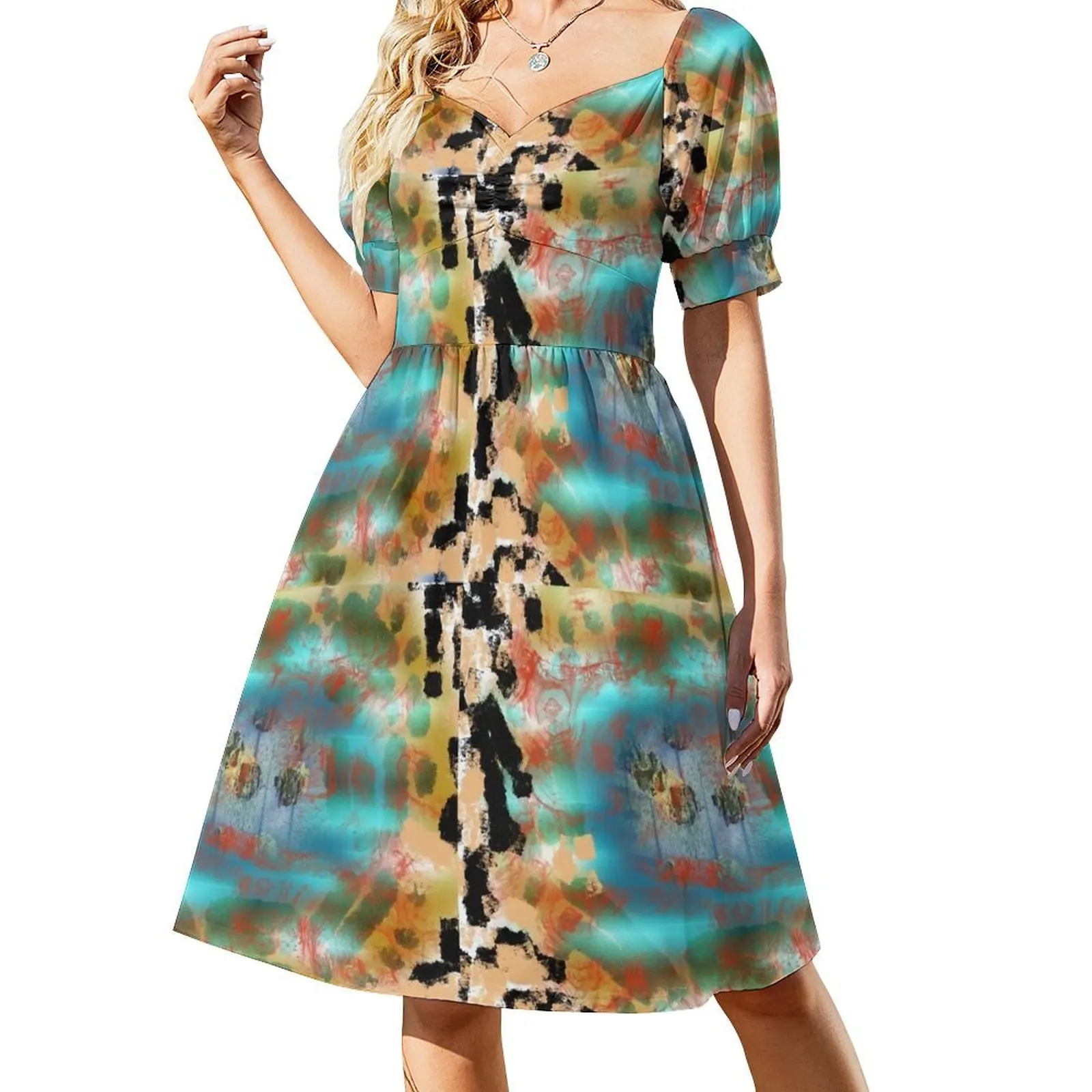 thumbnail image 1 of Vestido de manga corta Looks Like Spirits de Emile Ovasi, vestido de noche, vestidos de mujer, ropa de mujer, 1 of 7