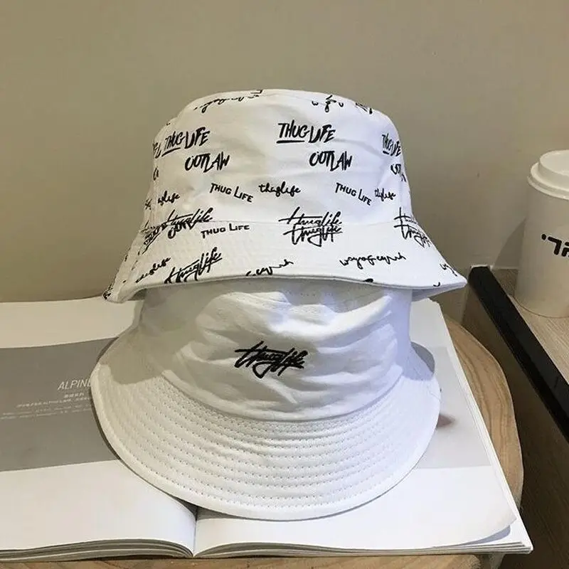 Unisex doppelseitige Reversible Brief Stickerei Druck Persönlichkeit Eimer Hut Fischer Caps Outdoor Casual Cap Sonnenschutz Hut – Detail 4