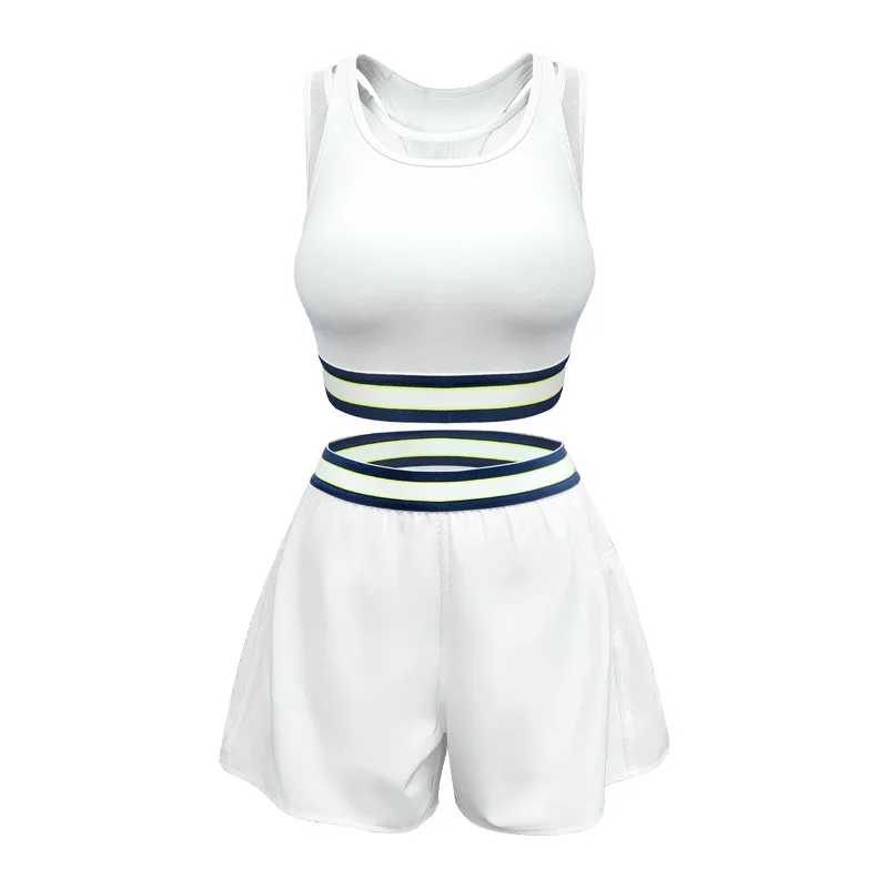 Summer Short Sports Suit Fake Two-piece Work Word Mesh Undershirt Anti-glare Loose Pleated Shorts