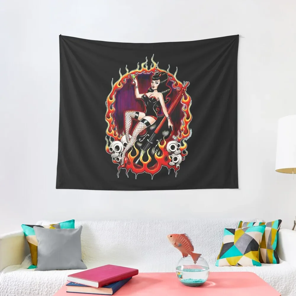 

Rockabilly Rockabella (Black) Tapestry Decorative Wall Murals Bedroom Decor Tapestry