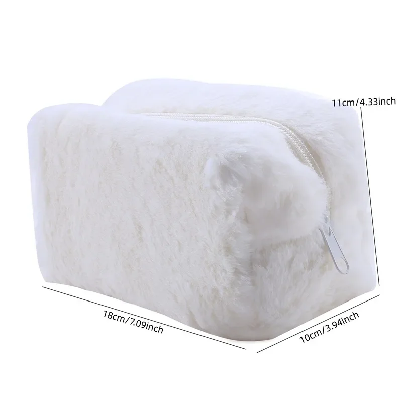 Plush Makeup Bags for Women Soft Travel Cosmetic Bag Organizer Case Young Lady Girls Make Up Case Necessaries Storage Bag 5