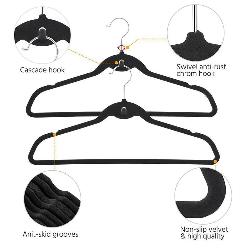 10pcs Non-slip Velvet Hangers Heavy Duty Velvet Suit Hangers With