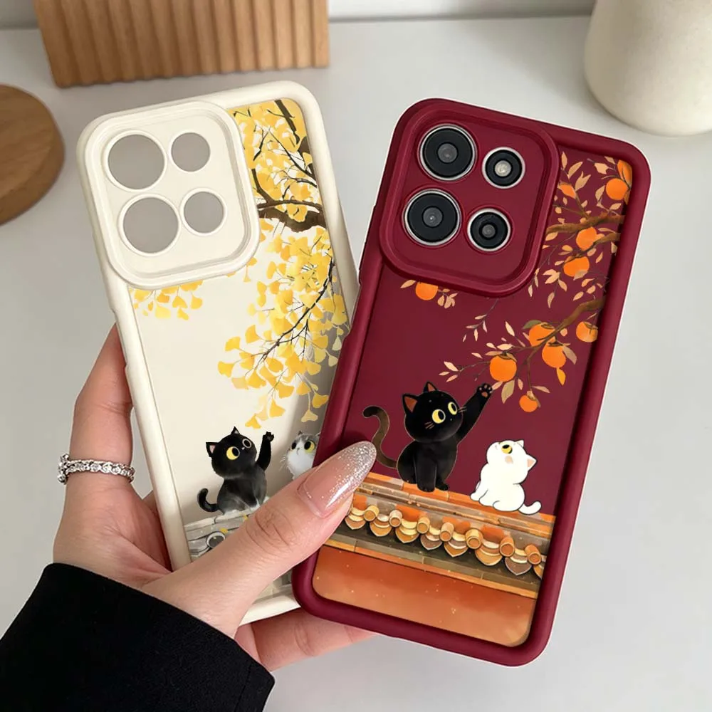 Adorable Cats Design Phone Case Cover with Fun Ladder Eye Pattern