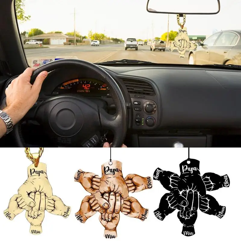 

Cute 2D Acrylic Cheering Fist Car Mirror Hanger Colorful Automotive Charm Rearview Mirror Accessories For Keychain Decoration