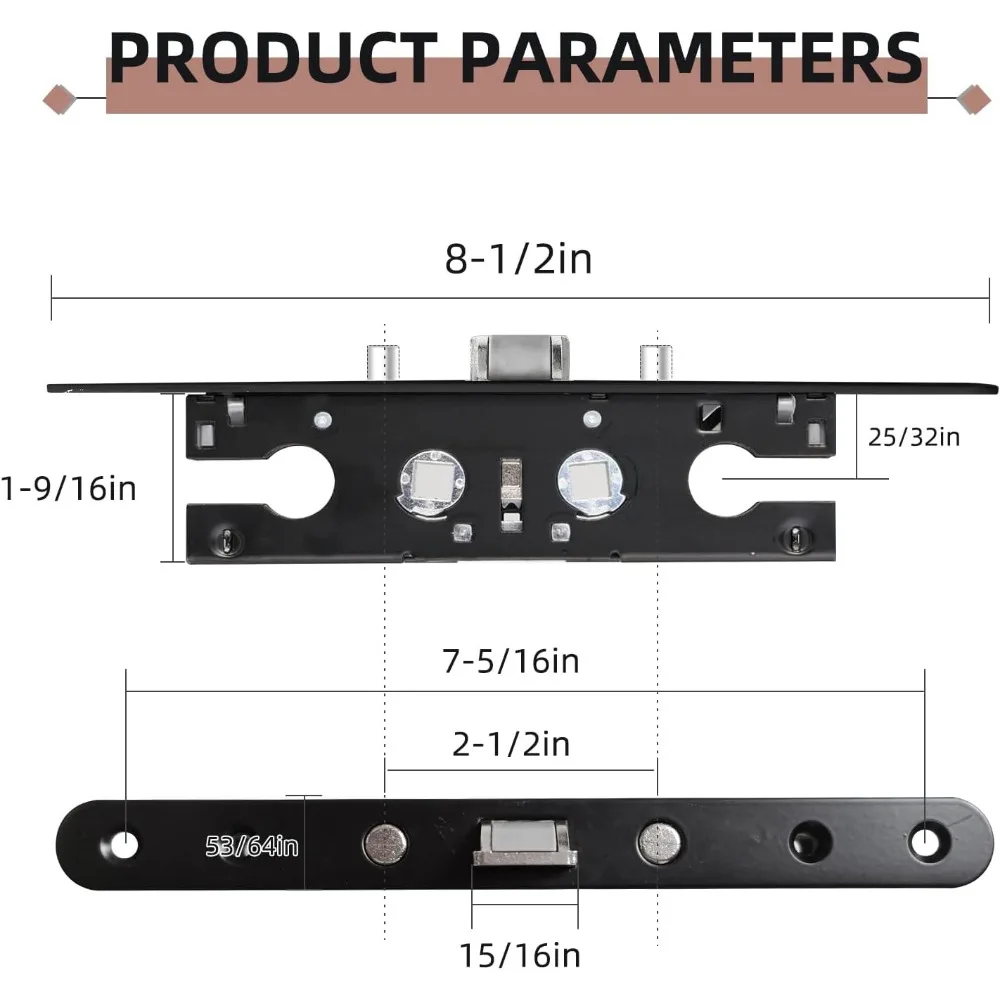 Lock Accessories 2-point Style Household Entrance Door Lock Body For Storm Doors Door Handle Parts Zinc Alloy Cylinder