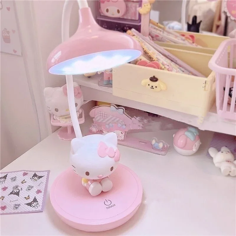 Kawaii Genuine Sanrio Led Night Light Hello Kitty My Melody Cartoon Desktop Bedroom Table Lamp Children Learning Cute Gift