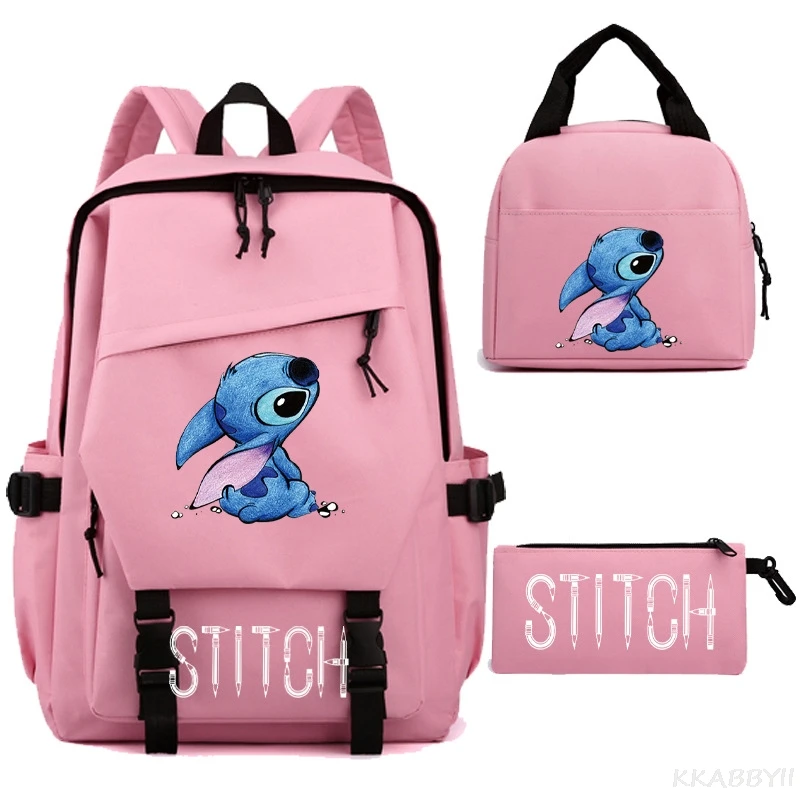 3pcs Lilo And Stitch zaino semplice Harajuku femminile maschio bella borsa da scuola per studenti zaini da viaggio per Laptop leggeri di grande capacità