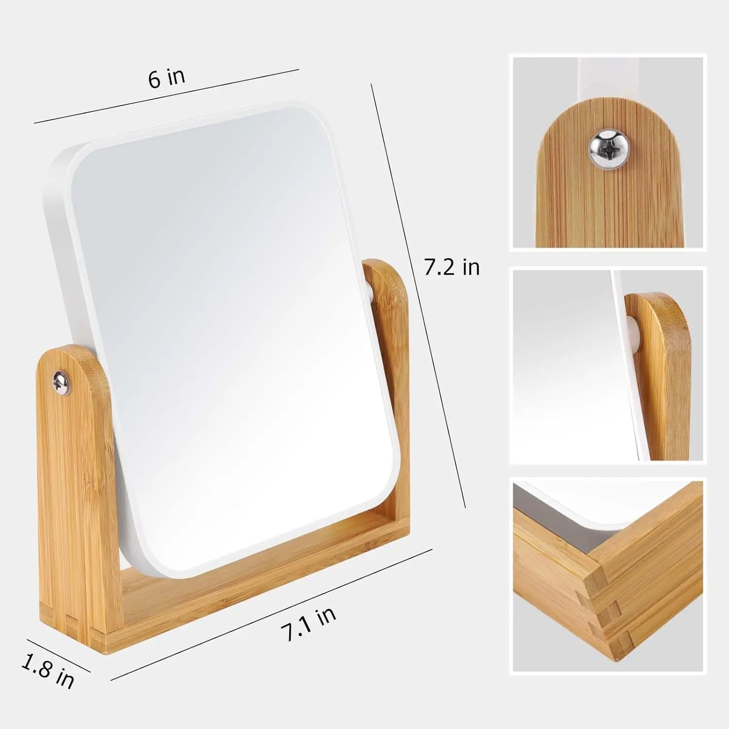 스탠드가 있는 화장대 화장 거울, 1X/3X 배율 양면 회전 조절 가능 휴대용 여행용 화장품 소형 거울