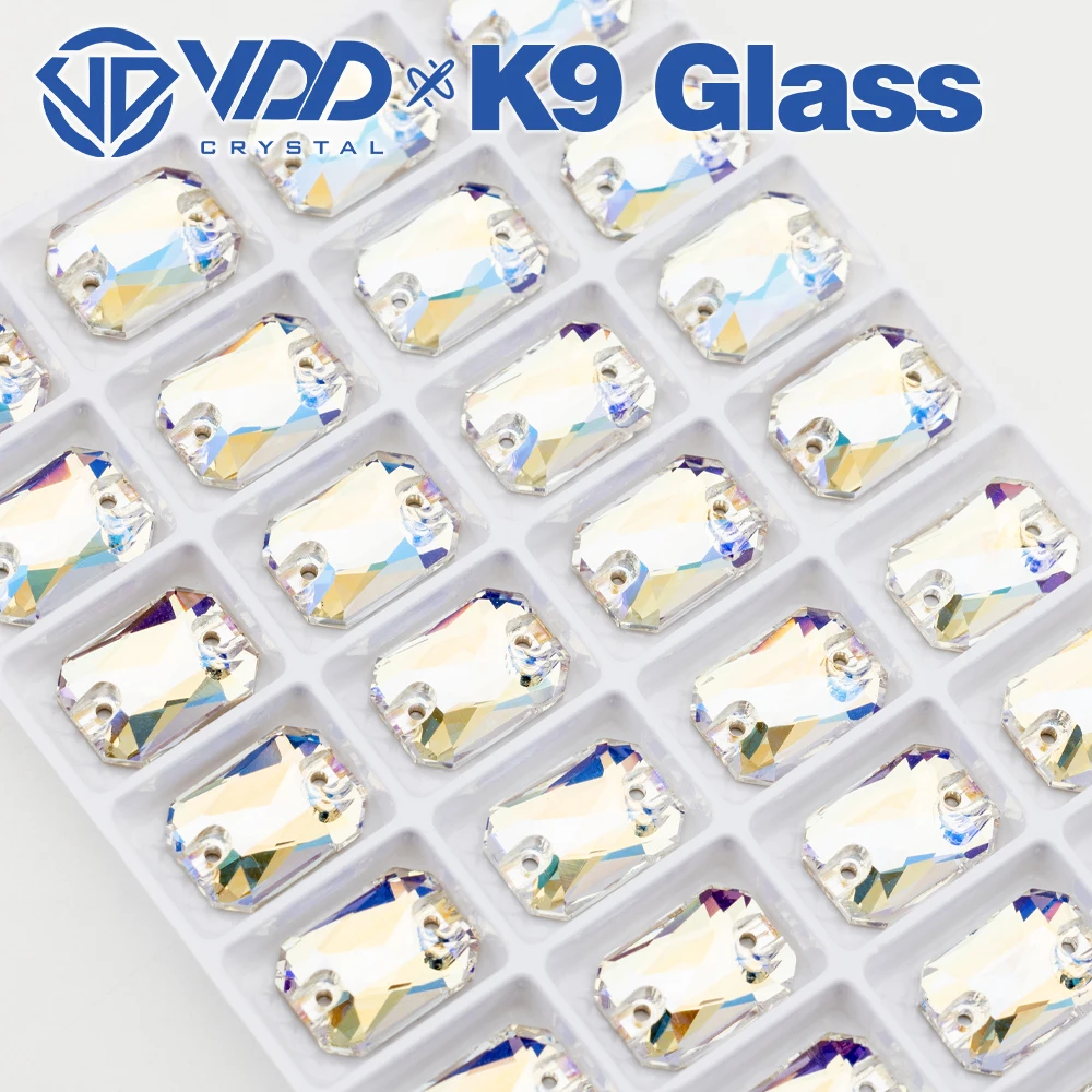 VDD S256 Mondlicht Smaragdschliff Hochwertige K9 Glas-Aufnähsteine Kristall Flachsteine zum Aufnähen für Kleidungsdekorationen