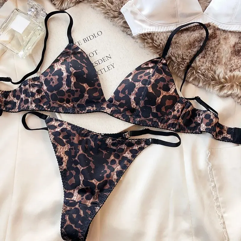Summer Women Underwear Set Sexy Silken Triangle Cup Wireless Bras French Bralette Seamless Intimates Bra and Thong Lingerie Set - Image 7