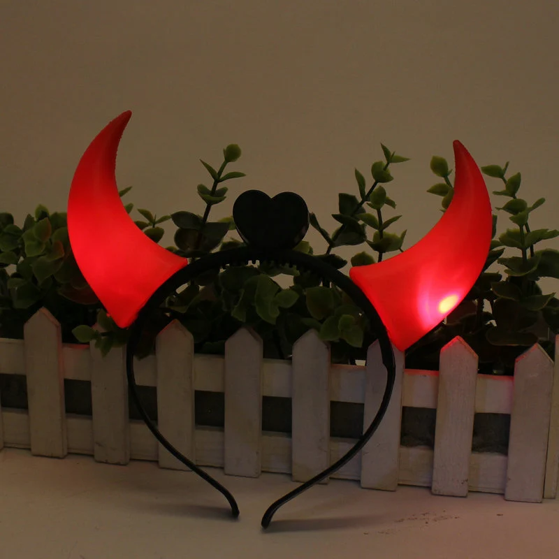 Halloween Led Funny Glow Devil Horn Light Up Headband Hair Hoops Flashing Children Adults Halloween & Christmas Party Decor