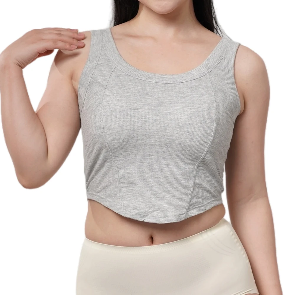 New Summer Fashion Short Sleeveless Yoga Vest Female Slim Sports With Bra Pads Fitness Running Tank Top