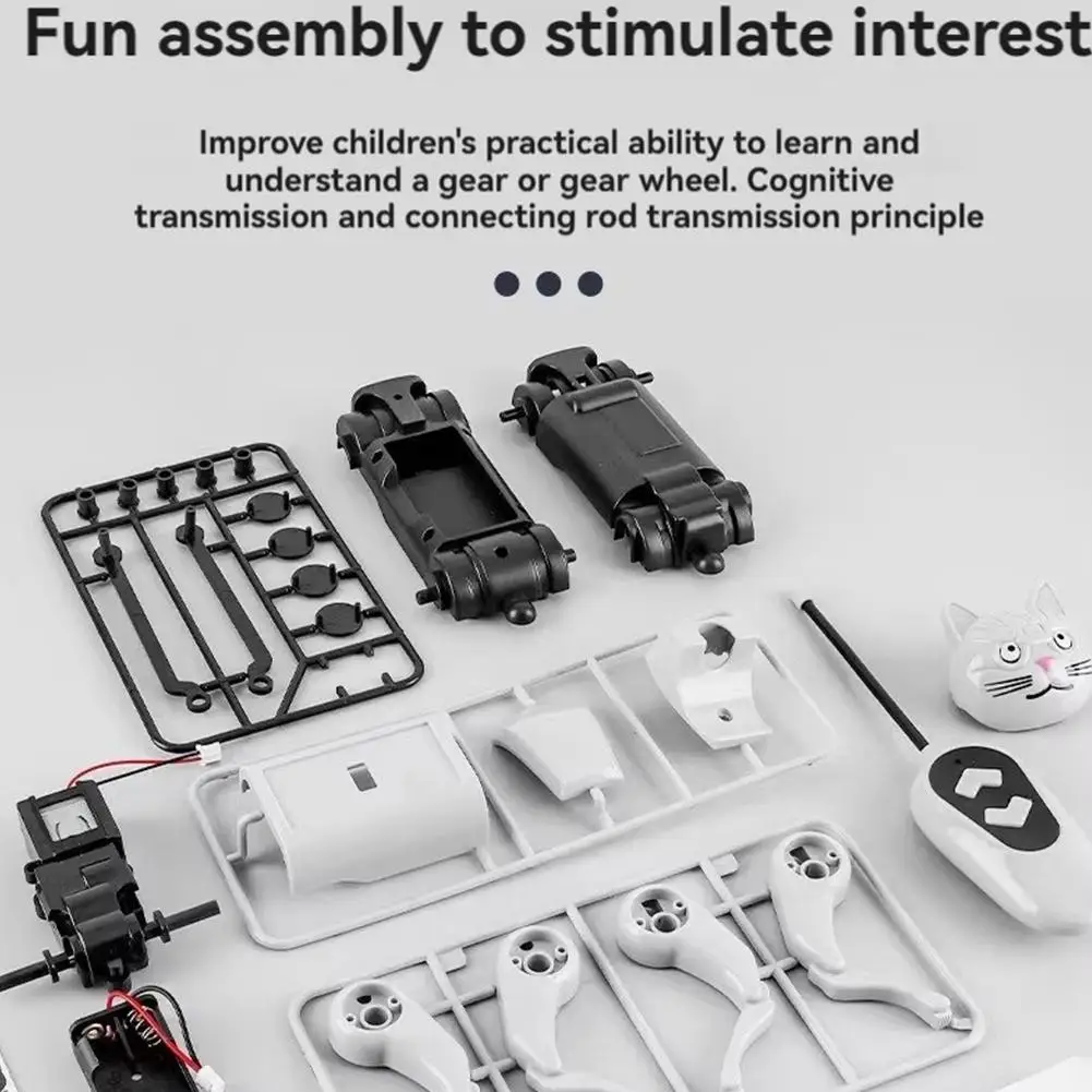 2 IN 1 RC Mechanical Dog Remote Control Cat Children's Toy DIY Assembly Science Electric Robot Dog Cat Model Set  Kids Gift 5