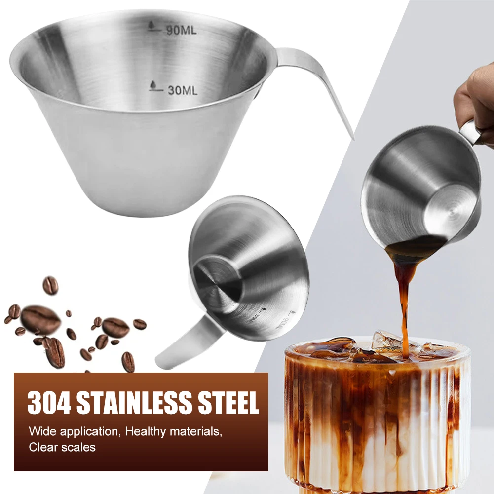 

New Stainless Steel Measuring Cup With Scale Small Coffee Milk Pitcher Jug Espresso Measuring Shot Cup For Home Kitchen Cafe