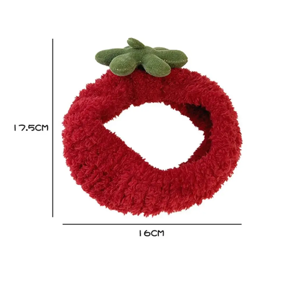 Strawberry Leaves Wash Face Headbands Sweatband Coral Fleece Wide Edge Hair Hoop Spa Bathroom Accessories Water Absorption