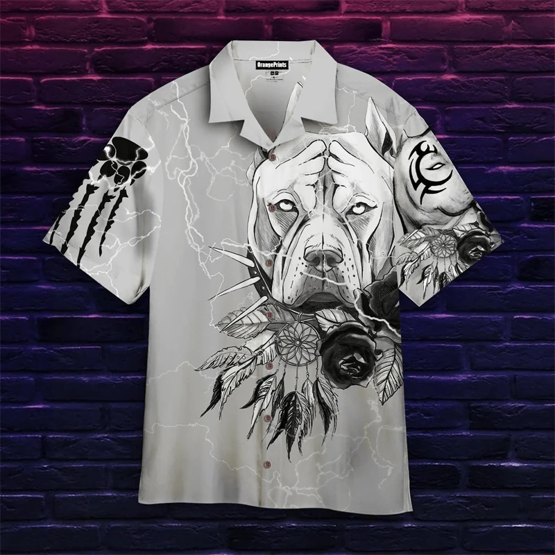 thumbnail image 1 of Camisa hawaiana de oferta de verano para hombre, camisa de anime con perro pitbull en 3D para hombre, ropa de playa de gran tamaño y divertida para hombre, moda de manga corta, 1 of 4