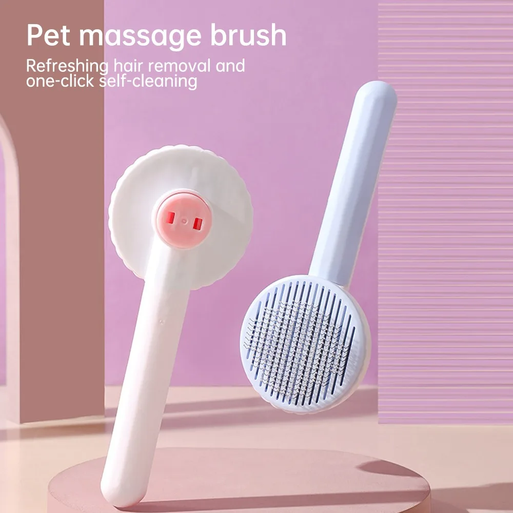Cat Brush Pet Comb Self Cleaning Slicker Brush Remove Hair Grooming Pet Dematting Comb Beauty Slicker Dog Pet Hair Brush Dog Grooming Comb