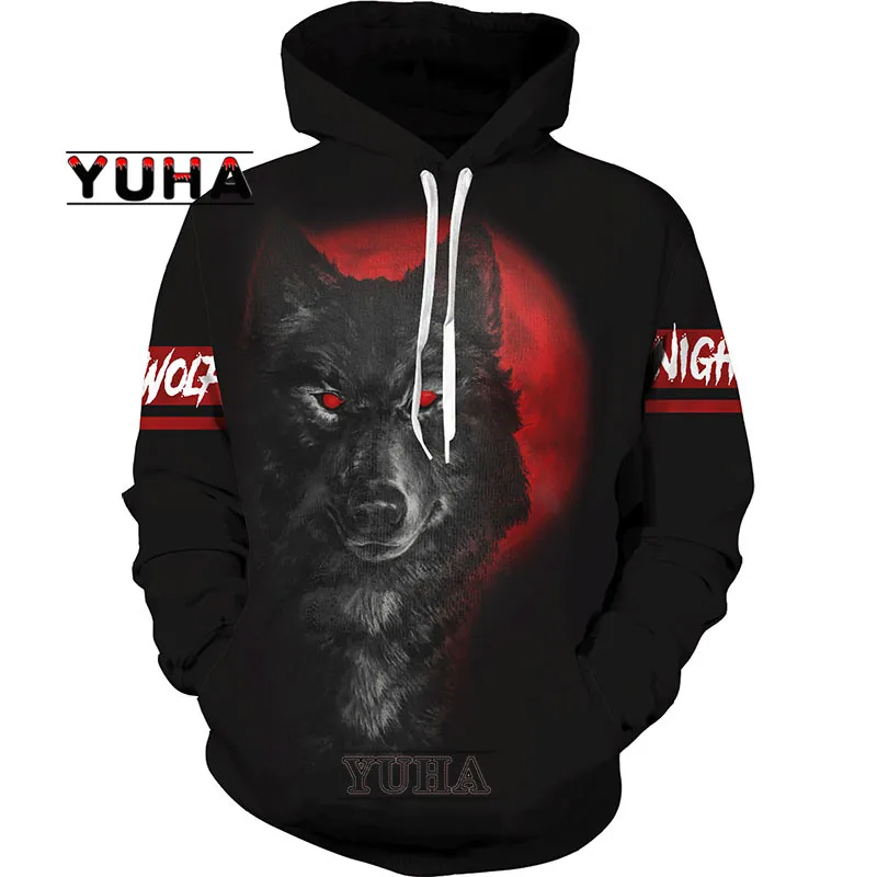 thumbnail image 1 of Sudadera unisex con estampado 3D de lobo, sudadera con estampado de animales, ropa de calle para hombre, 1 of 5