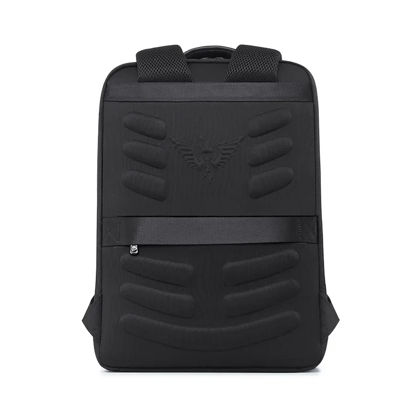 Leather backpack male fashion multi-functional backpack Business leisure student first layer cowhide computer bag Black -15.6 4