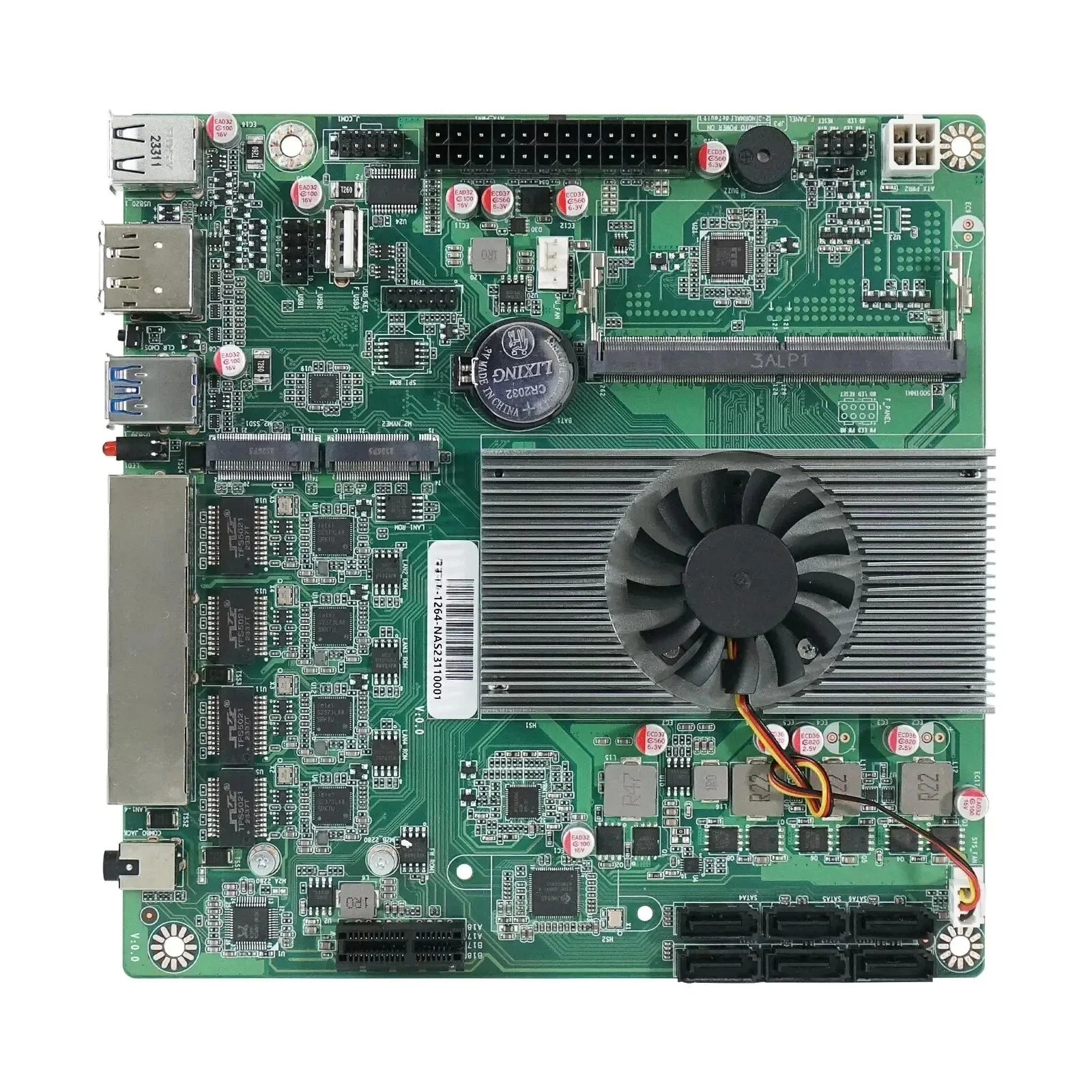 Intel N100 Mini ITX Mainboard 6-Bay NAS Motherboard 6xSATA3.0 4xi226 Lan 1xPCIE 1xDDR5 2.5G 2xUSD3.0 HD DP Firewall Soft Router 2