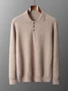 Luxury Men Cashmere Sweater 100% Merino Wool Buttoned Pullover Autumn Winter Polo Collar Knitwear Male Casual Warm Jumper Tops 4
