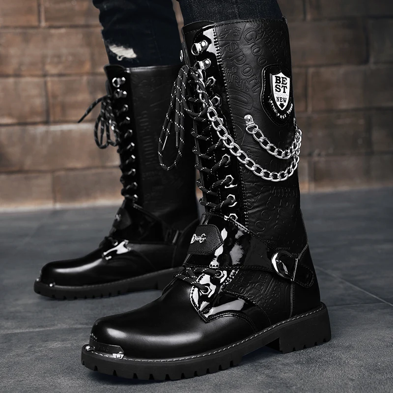Men's Motorcycle Boots Autumn Winter Outdoor Collision Resistant Anti Slip Soft Sole Leather Boots